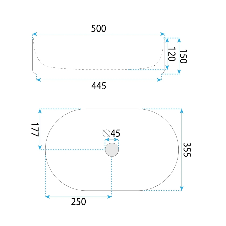 REA-U6366 - Virsmas uzstādāma izlietne OKTAWIA 35,5x50 cm keramika/balta