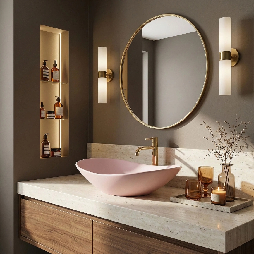 REA-U6374 - Uz virsmas uzstājamā izlietne ROYAL 35,5x61,5 cm keramika/matēta rozā