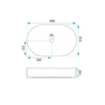 REA-U6375 - Uz virsmas uzstādamā izlietne VANDA 31x49 cm, keramika, matēta zila