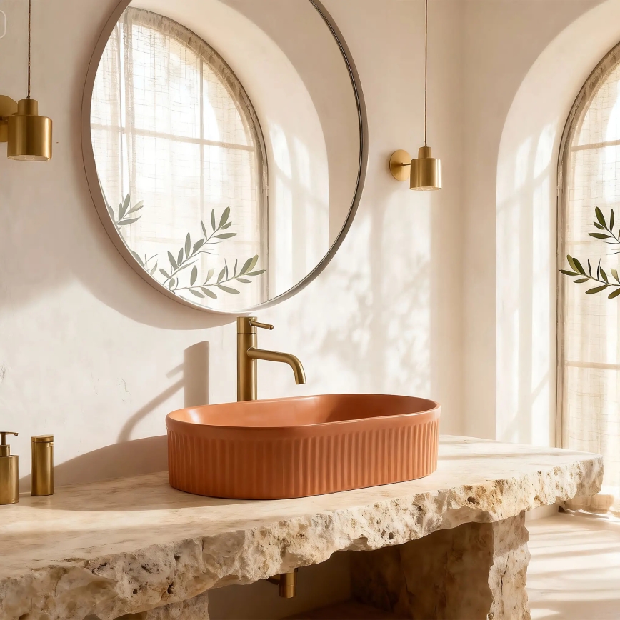 REA-U6377 - Uz virsmas uzstādāma izlietne VANDA 31x49 cm keramika/oranžā