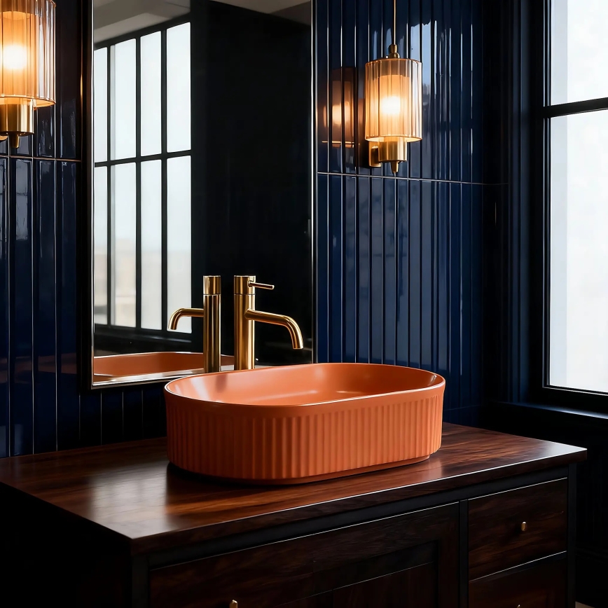 REA-U6377 - Uz virsmas uzstādāma izlietne VANDA 31x49 cm keramika/oranžā