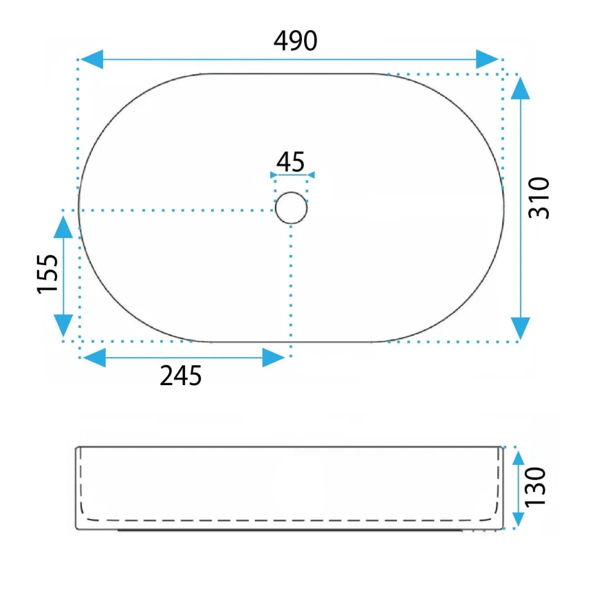 REA-U6377 - Uz virsmas uzstādāma izlietne VANDA 31x49 cm keramika/oranžā