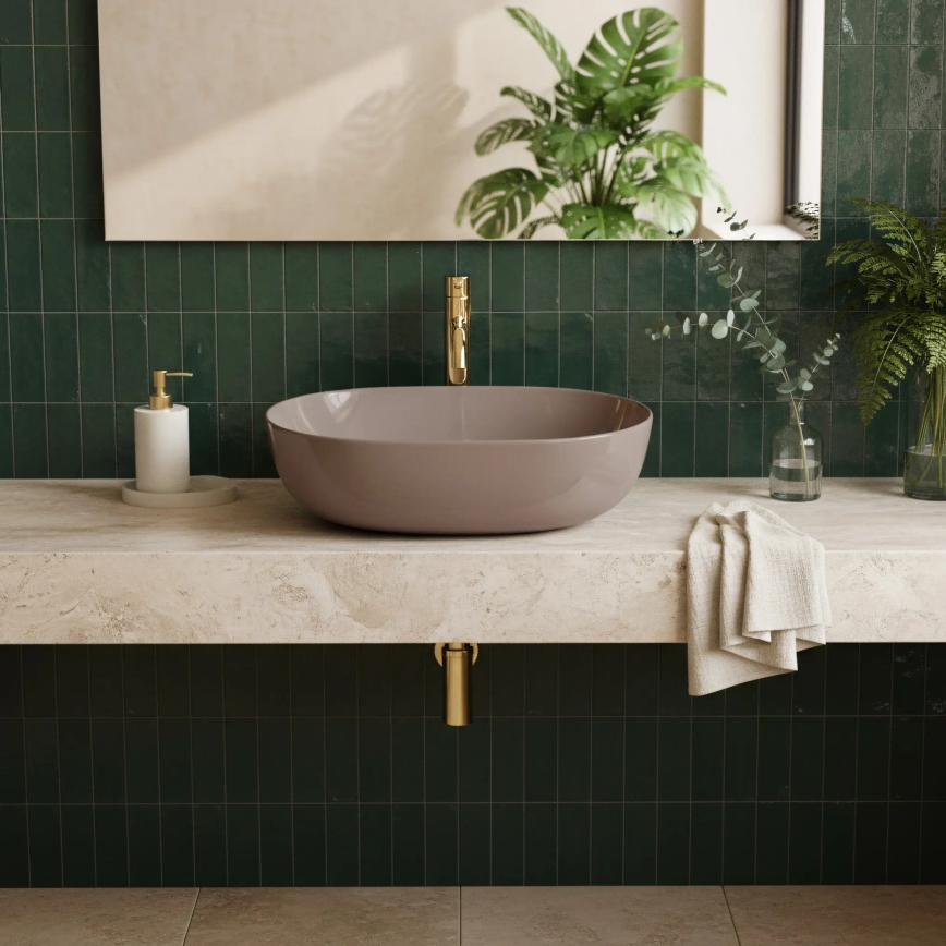 REA-U6380 - Uz virsmas montējamā izlietne LISA 35x49 cm keramika/spīdīga brūna