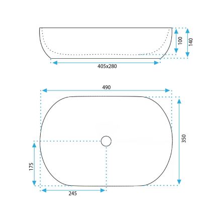 REA-U6380 - Uz virsmas montējamā izlietne LISA 35x49 cm keramika/spīdīga brūna