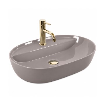 REA-U6381 - Virsmas uzliekamā izlietne AURA 41x61 cm keramika/glancēta brūna