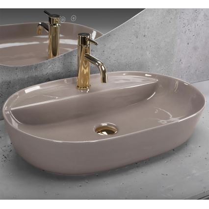 REA-U6381 - Virsmas uzliekamā izlietne AURA 41x61 cm keramika/glancēta brūna