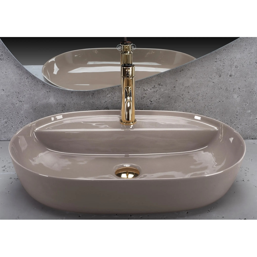 REA-U6381 - Virsmas uzliekamā izlietne AURA 41x61 cm keramika/glancēta brūna