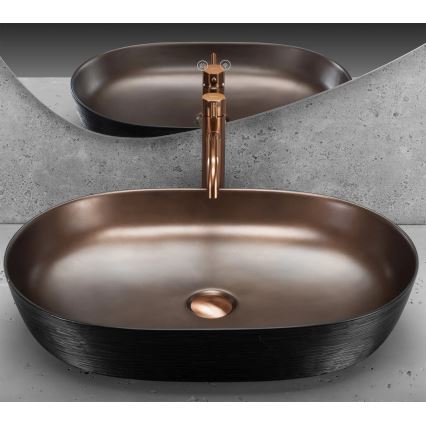 REA-U6383 - Virsmas uzstādāmā izlietne CLEO 41x60,5 cm keramika/melna/satinēts varš