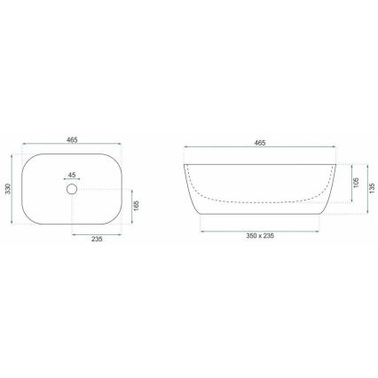 REA-U6384 - Virsmas uzstādāma izlietne BELINDA 33x46,5 cm keramika/melna/brūna