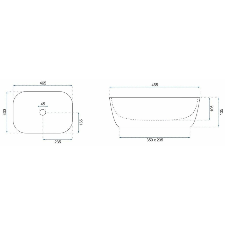 REA-U6384 - Virsmas uzstādāma izlietne BELINDA 33x46,5 cm keramika/melna/brūna