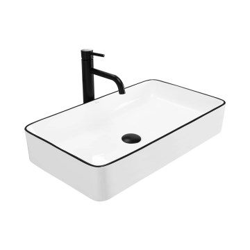 REA-U6513 - Virsmas uzstādāma izlietne DENIS 35x61,5 cm keramika/balta/melna