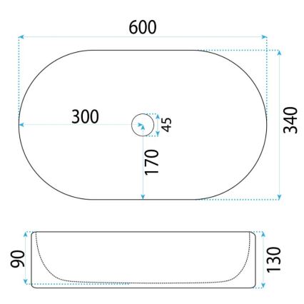 REA-U6526 - Uz virsmas uzstādāma izlietne VANDA 34x60 cm keramika/spīdīgi balta