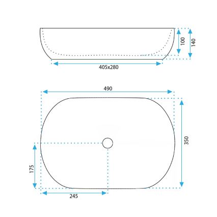 REA-U6620 - LISA virsmas uzstādāma izlietne 35x49 cm, keramika / spīdīgi zila