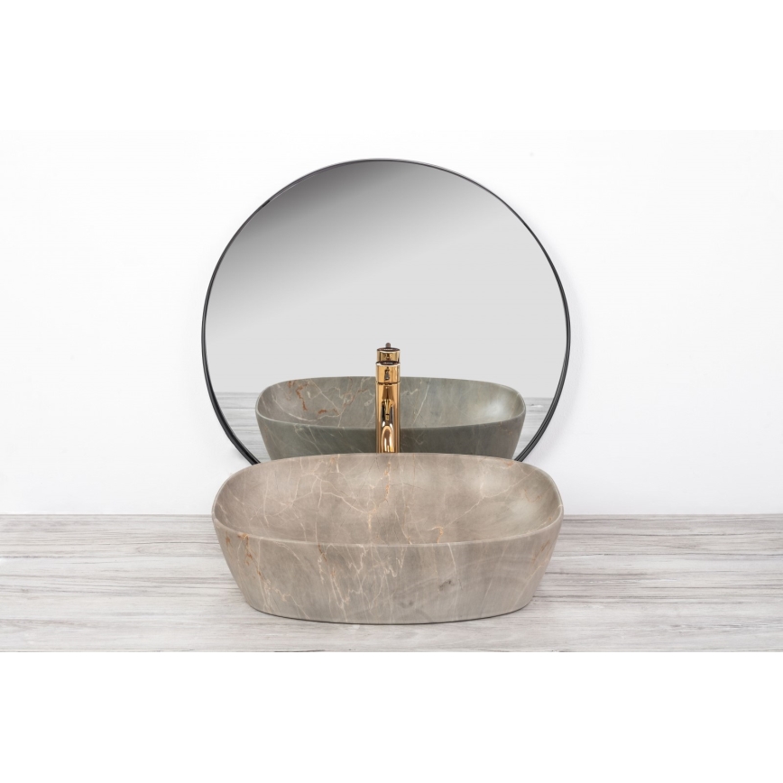 REA-U6647 - Virsmā montējama izlietne FREJA 39,5x51 cm keramika/pelēka/marmora dekors