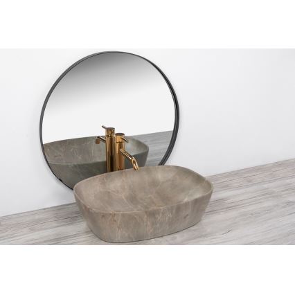 REA-U6647 - Virsmā montējama izlietne FREJA 39,5x51 cm keramika/pelēka/marmora dekors