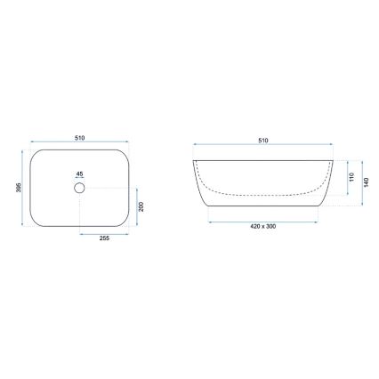 REA-U6647 - Virsmā montējama izlietne FREJA 39,5x51 cm keramika/pelēka/marmora dekors