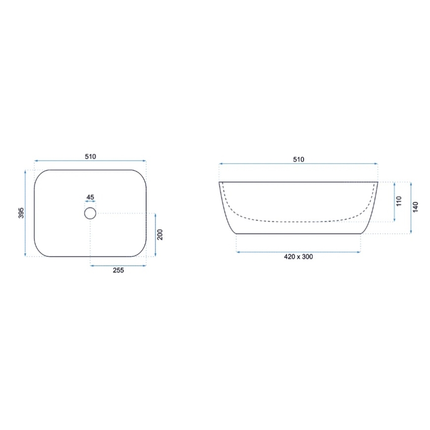 REA-U6647 - Virsmā montējama izlietne FREJA 39,5x51 cm keramika/pelēka/marmora dekors