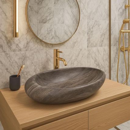 REA-U6649 - ROXY virsmas izlietne 31x49 cm, keramika ar akmens imitāciju