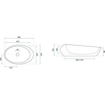 REA-U6649 - ROXY virsmas izlietne 31x49 cm, keramika ar akmens imitāciju
