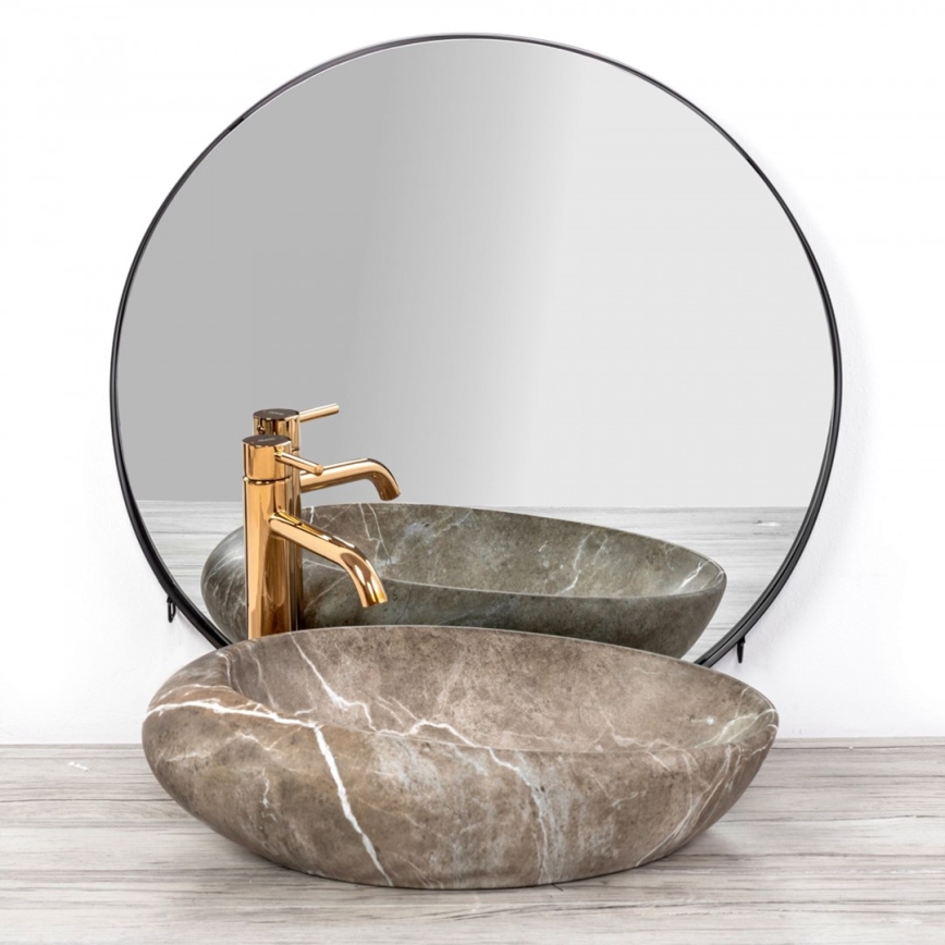 REA-U6650 - ROXY uz virsmas uzstādāma izlietne 31x49 cm, keramika/pelēka ar marmora dekoru