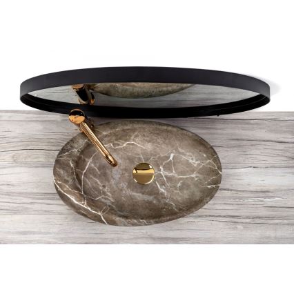 REA-U6650 - ROXY uz virsmas uzstādāma izlietne 31x49 cm, keramika/pelēka ar marmora dekoru