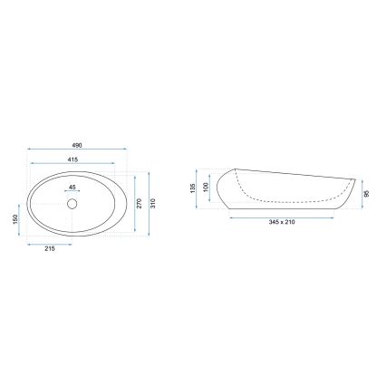 REA-U6651 - Virsmas izlietne ROXY 31x49 cm keramiska/pelēka/akmens imitācija