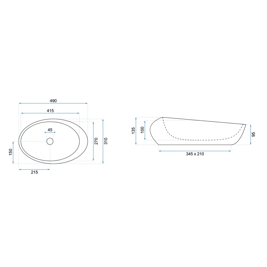 REA-U6651 - Virsmas izlietne ROXY 31x49 cm keramiska/pelēka/akmens imitācija