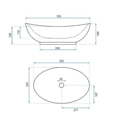REA-U6801 - KATE virsmas izlietne 33,5x55,5 cm keramika/spīdīga balta