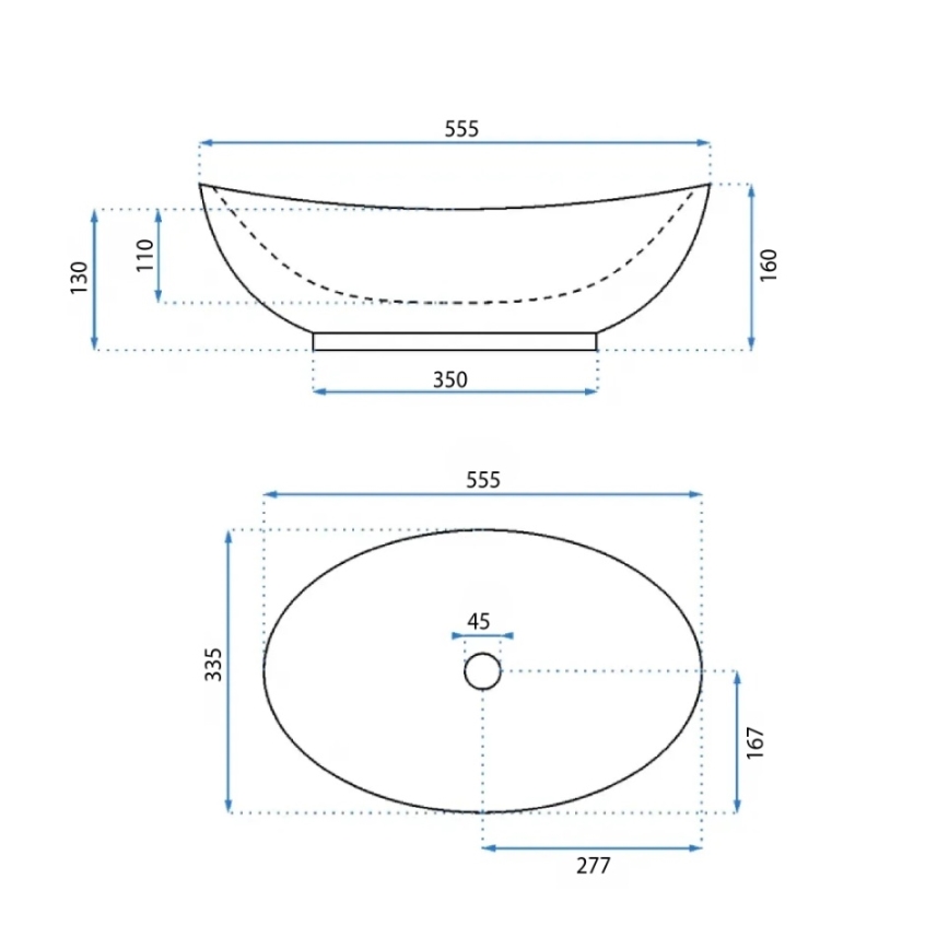 REA-U6801 - KATE virsmas izlietne 33,5x55,5 cm keramika/spīdīga balta