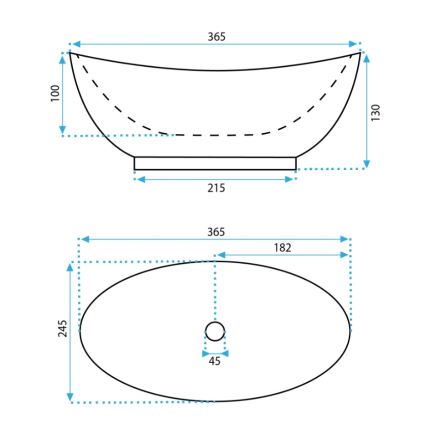 REA-U6803 - Virsmas izlietne KATE 24,5x36,5 cm keramika/spīdīgi balta