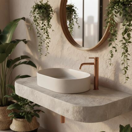 REA-U7341 - Uz virsmas uzstādāma izlietne NADIA 38,5x61 cm keramika/krēmkrāsa