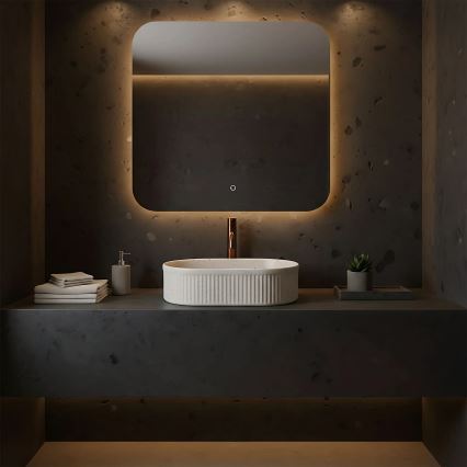 REA-U7342 - VANDA uz virsmas montējamā izlietne 31x49 cm keramika/bēša/akmens imitācija