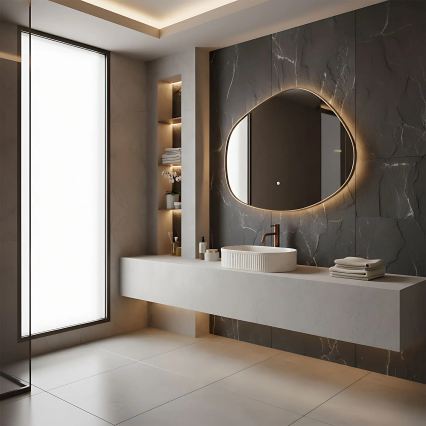 REA-U7342 - VANDA uz virsmas montējamā izlietne 31x49 cm keramika/bēša/akmens imitācija