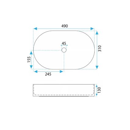 REA-U7342 - VANDA uz virsmas montējamā izlietne 31x49 cm keramika/bēša/akmens imitācija
