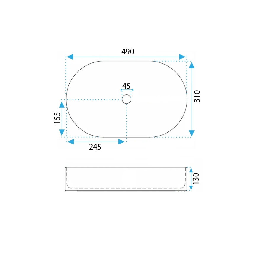 REA-U7342 - VANDA uz virsmas montējamā izlietne 31x49 cm keramika/bēša/akmens imitācija