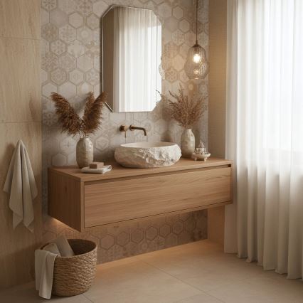 REA-U7347 - Virsmas izlietne MIKA 38x50 cm bēša/akmens imitācija