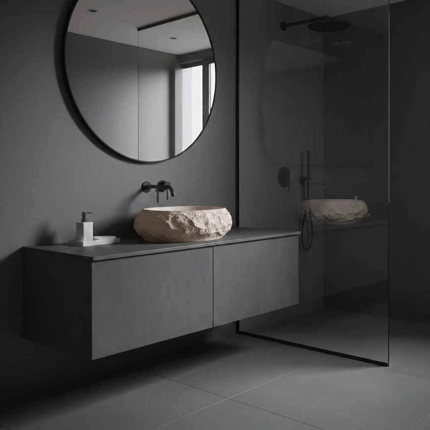 REA-U7347 - Virsmas izlietne MIKA 38x50 cm bēša/akmens imitācija