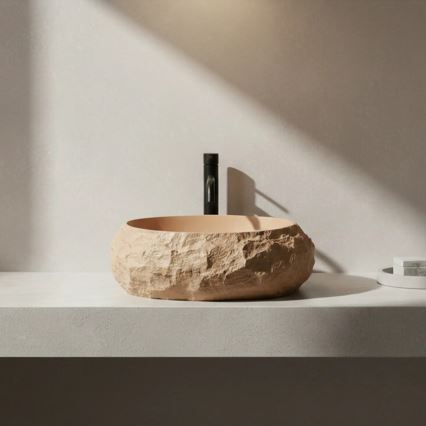 REA-U7348 - Uz virsmas uzstādāma izlietne MIKA 38x50 cm oranža/bēša/akmens imitācija