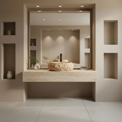 REA-U7348 - Uz virsmas uzstādāma izlietne MIKA 38x50 cm oranža/bēša/akmens imitācija