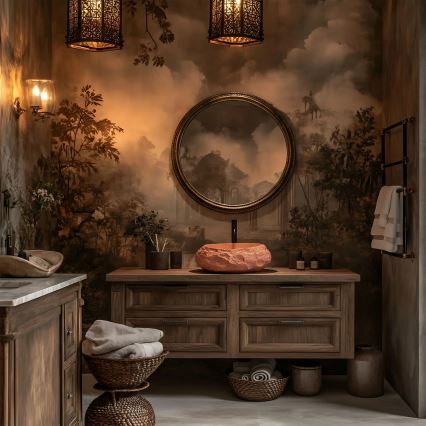 REA-U7349 - Virsmas uzstādāmā izlietne MIKA 38x50 cm oranžā/akmens imitācija