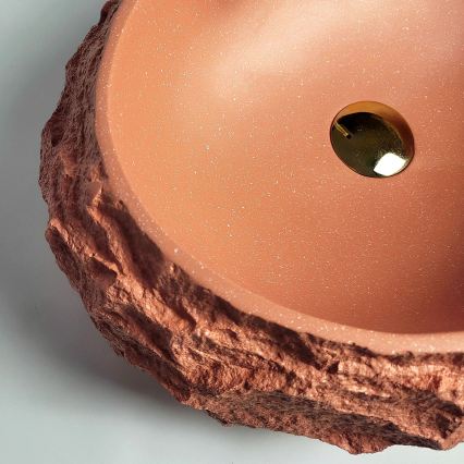 REA-U7349 - Virsmas uzstādāmā izlietne MIKA 38x50 cm oranžā/akmens imitācija