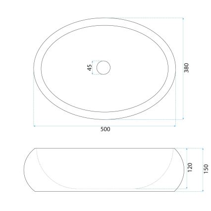 REA-U7349 - Virsmas uzstādāmā izlietne MIKA 38x50 cm oranžā/akmens imitācija