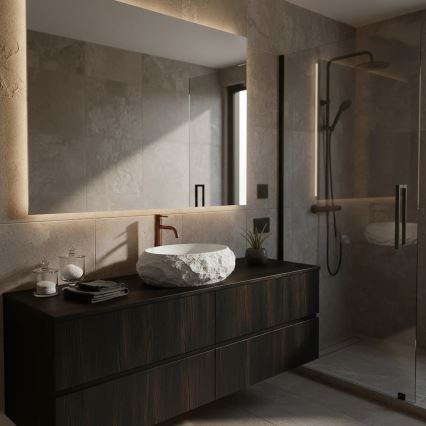 REA-U7350 - Virsmas uzstādāma izlietne MIKA 38x50 cm balta/akmens imitācija