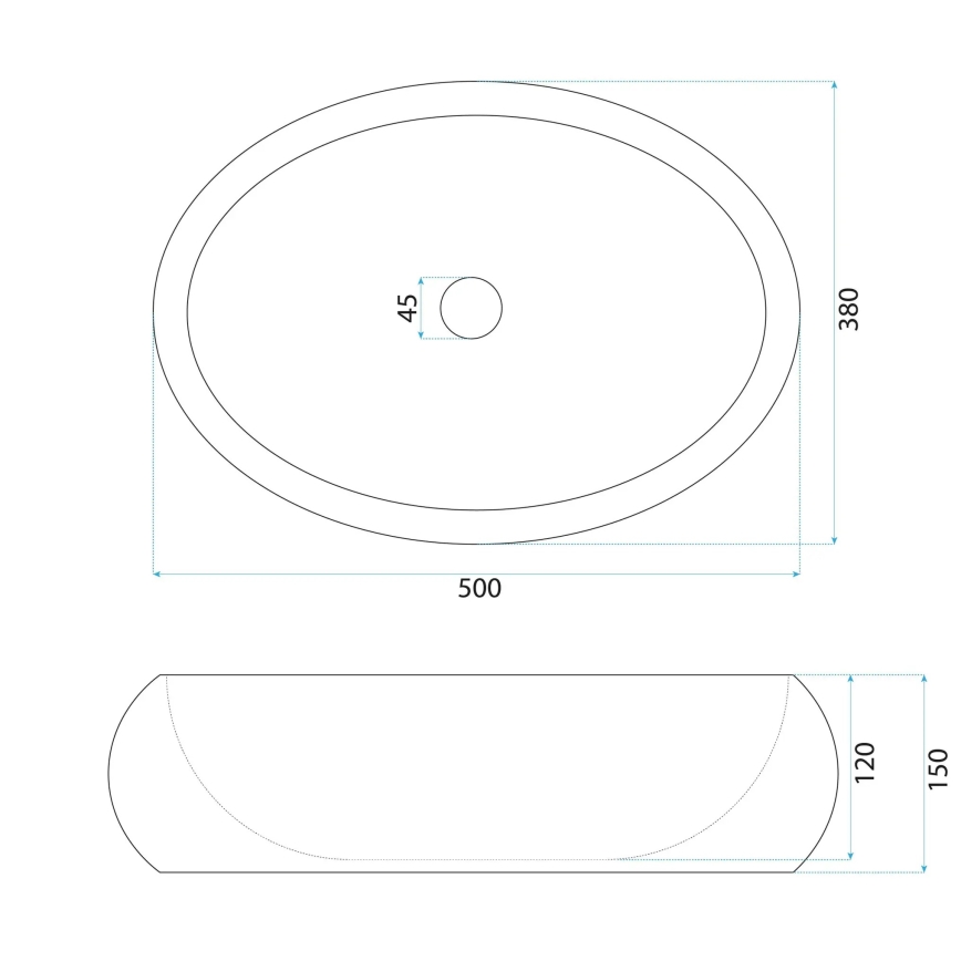REA-U7350 - Virsmas uzstādāma izlietne MIKA 38x50 cm balta/akmens imitācija