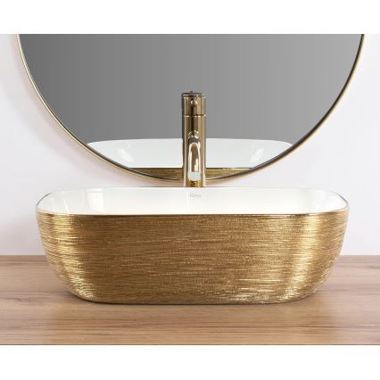 REA-U7422 - Uz virsmas uzstādamā izlietne BELINDA 33x46,5 cm keramika/balta/zelta