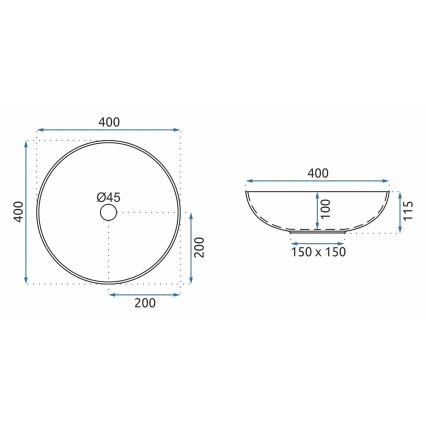 REA-U8002 - Uz virsmas uzstādāma izlietne ARTE 40 cm keramika/balta/melna