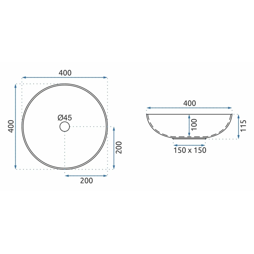 REA-U8002 - Uz virsmas uzstādāma izlietne ARTE 40 cm keramika/balta/melna