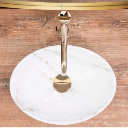 REA-U8014 - SOFIA MINI uz virsmas uzstādāma izlietne 27x34 cm, keramika ar marmora dekoru