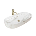 REA-U8404 - Uz virsmas uzstādamā izlietne CLEO 41x81 cm keramika/balta/marmora dekors