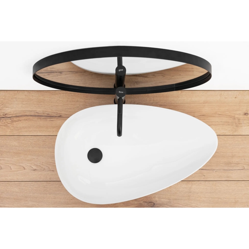 REA-U8537 - Virsmas uzstādāma izlietne GRETA 40x65,5 cm keramiska/glancēta balta